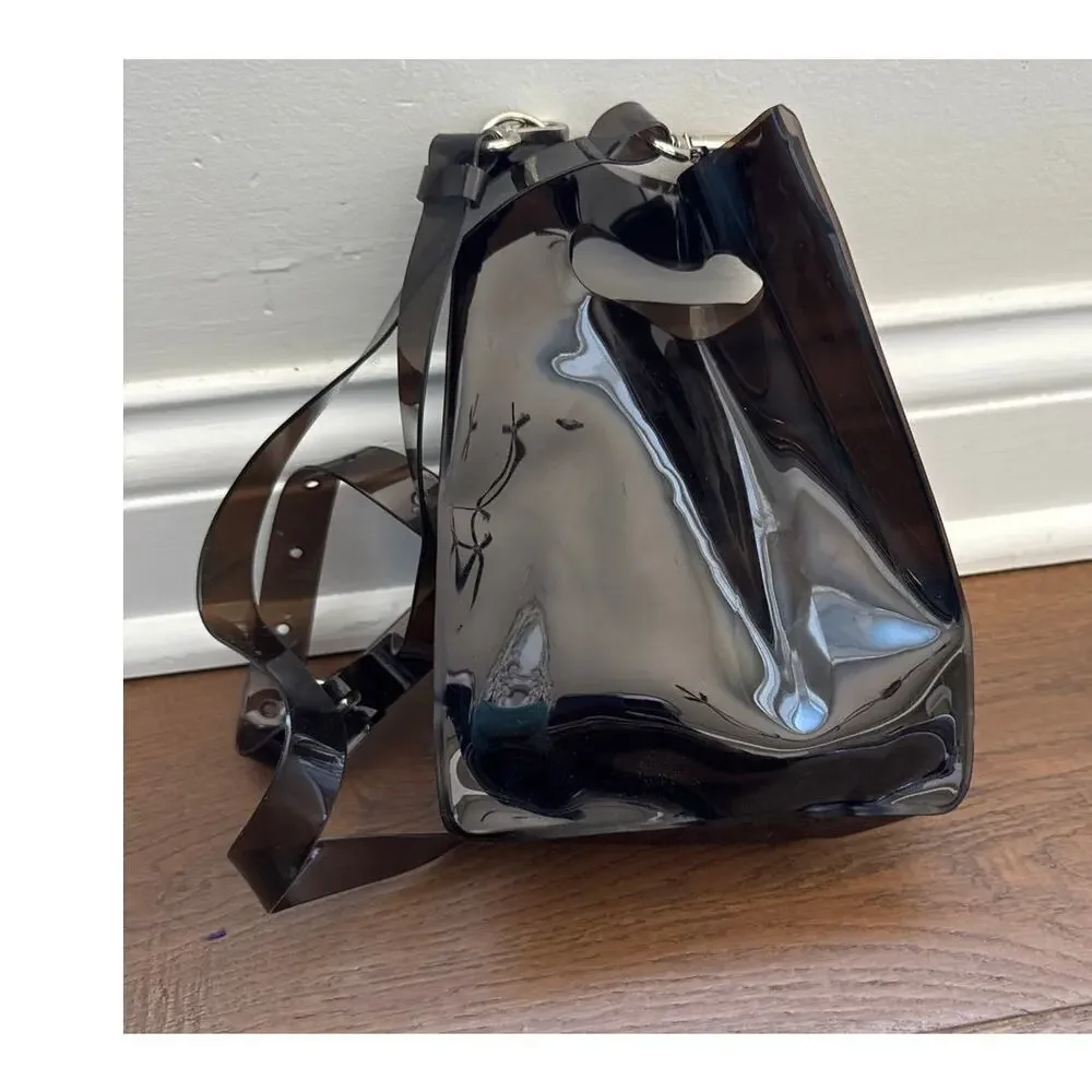 nana-nana PVC A5 Structured Translucent Crossbody Bag Brown